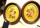 VTG SIGNED AND DATED ROSE ART PICTURES
1954 MADE WITH VELOUR AND FELT IN OVAL ANTIQUE TYPE FRAMES
ANTIQUE TYPE DESIGN