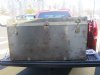 UNIQUE VTG LARGE TRUNK, GOLD METAL PAINTED EXTERIOR W/RUSTIC LOOK