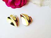 Large Gold Heart Earrings Vintage Clip On Metal Hearts