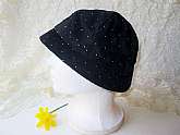 Black w Yellow Dots Cloche Hat Vintage Bucket Hat Beach Boat Boho Flapper Gatsby Fashion Accessory Unisex Hat Cap Still Brim Easter Spring Summer Fashion. This is a cute vintage hat from my Grandmother's estate collection. It is black with small light yel