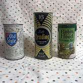 Vintage Lot of 3 Empty Beer Cans Old Style,  Reading Light Robin Hood Creame Ale - 1970's Heileman's Old Style Light Lager Beer Can - 12 oz  Reading Premium Light Beer Can - 16 oz