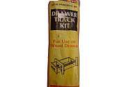 Complete cabinet drawer track kit with instructions.This item is factory sealed.Factory package not in perfect condition.Last one * Drawer track kit for cabinet drawers or other drawers * For use with wooden doors * Part#4256 / Drawer track is 22-7