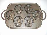 Cast Iron Muffin Pan. Old Stock.Only used 1 time. In original factory box. The factory box is in poor condition. This item is posted and managed courtesy of BonanzaNew in factory package or box or factory sealed.