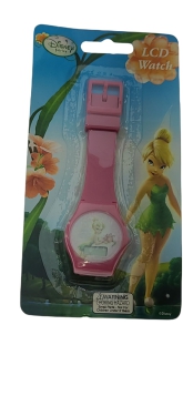 Disney Fairies Tinkerbell Pink Resin Plastic 9" LCD Digital Watch In Package
