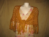 Seventies Crochet Acrylic Shawl Handmade