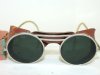 Antique WILLSON Leather Shield Green Sunglasses Goggles Vintage Retro Spectacles Glasses Sprig Sale
