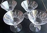 Up for sale are these Fostoria Crystal Pagoda Set Of Four Crystal Low Sherbet Glasses in great condition with no chips or cracks. They measure approx. 3 3/4 inches tall & about 3 3/4 inches wide. Great Crystal Ting.Shipping Excludes: Alaska/Hawaii,