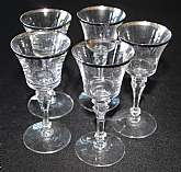 Up for sale are these Tiffin Riviera Set Of Five Cordial Glasses in excellent condition with no chips or cracks. They measure approx. 4 1/4""T by 2"W. Shipping Excludes: Alaska/Hawaii, US Protectorates, APO/FPO, PO BoxShipping Provided t