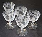 Up for sale are these Libbey Crystal Garland Set Of Five Low Sherbet Glasses in great condition with no chips or cracks. They measure approx. 4 1/2"T by 3 1/2"W.Shipping Excludes: Alaska/Hawaii, US Protectorates, APO/FPO, PO BoxShipping Provi