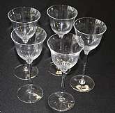 Up for sale are these Mikasa Starburst Set Of Five Wine Glasses in excellent condition with no chips or cracks. They measure approx. 8 1/2"T by 3 1/2"W. Shipping Excludes: Alaska/Hawaii, US Protectorates, APO/FPO, PO BoxShipping Provided to t