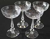 Up for sale are these Vintage High End Tiffin Stem 17371-2 Set Of Four Champagne Glasses in excellent condition with no chips or cracks. They measure approx. 6"T by 3 3/4"W.   Shipping Excludes: Alaska/Hawaii, US Protectorates, APO/FPO, PO Box