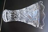 Up for sale is this Large Tall Beautiful Crystal Glass Floral Etched TRUMPET Flower Vase in great condition with no chips or cracks. It measures approx 10 1/4 inches tall and 7 1/4 inches wide at top and 3 1/2 inches wide at the bottom. Must have been han