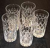 Up for sale are these Set Of Five Beautiful Highball Glasses in excellent condition with no chips or cracks. The Glasses Measure approx. 5 1/4"T by 3"W. Well-made Gorgeous Glasses. Shipping Excludes: Alaska/Hawaii, US Protectorates, APO/FPO, P
