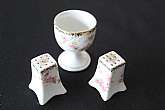 Up for sale is this Altrohlau Original Bridal Rose Egg Cup & Salt & Pepper Shakers with minor design wear. The Egg Cup Measures approx. 2 3/8"T. The Salt & Pepper Shakers do not have stoppers & measure approx. 1 3/4"T and one doe
