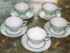 Royal Tettau South Wind Grey Green Set Of Five Cup & Saucer Sets