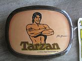 Vintage Tarzan Belt Buckle by Edgar Rice Burroughs Pacifica Mfg Russ Manning Artwork 1975 Clothing Accessories Walt Disney Movies Cartoons NOS With Tag