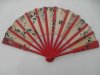  Japanese folding fan, silk with wooden sticks, handmade floral style- 1950