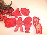Vintage 1980s Tupperware cookie cutters .Set of six  baking or craft supply