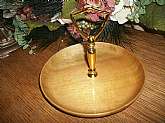 Beautiful Myrtlewood Dish from Oregon, USA. Beautiful rare wood found only in the Pacific Northwest USA and Israel. Handcrafted round wooden dish with gold metal handle.