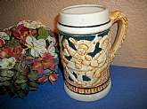 German-style beverage stein, beer mug. Vintage 1945-1952 Occupied Japan collectible ceramic barware.
