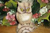 Flocked plastic owl coin bank made in Hong Kong, Vintage 1960s.