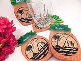 Set of four indoor or outdoor beverage serving coasters. Cork and wood pineapples at just the right touch for pool parties and luaus. 