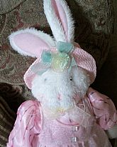 Adorable fancy white rabbit Springtime Easter Decor from Sun Point Co.