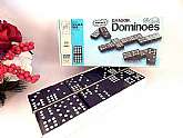 Halsam Double Nine Dragon 55 Piece wooden dominoes game, vintage 1970s made in the USA by Milton Bradley