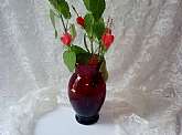 Anchor Hocking Ruby Red Glass Vase Vintage Flower Vase