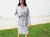 Vintage Women's Suit 80's Gray Black Polka Dots Suit Skirt & Double Breast Blouse Pencil Split Skirt Avon Newport News Sz 9/10 Formal or Casual Fashion