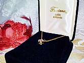 Cubic Zirconia Diamond Pendant Necklace Vintage NIB Fontana CZ Gold Chain Velvet Signed Box Fine Jewelry
