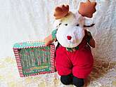 Christmas Reindeer Plush Dolls Toy Vintage Stuffed Animal White Reindeer Figure Christmas Clothes Holiday Home Decor Collectible Gift