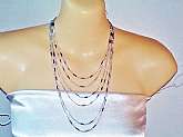 Multi Strand Silver Metal Chains Necklace New Vintage Cascade Waterfall Sparkling Dainty Silver Chains