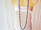 Long Black & Gold Square Disc Beads Necklace Vintage Plastic Long Goth Rocker Flapper Gatsby Tribal Costume Jewelry