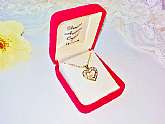 Crystal & Pearl Gold Heart Pendant Necklace Vintage NIB New Genuine Austrian Crystal Red Velvet Gift Box Made in India 18" Chain Mint Condition Never worn