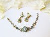 Juliana Bracelet Earrings Set Vintage Aquamarine & White Crystals MOP Flower Mad Men Costume Crystal Rhinestone Jewelry Fashion Christmas