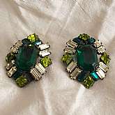 Gorgeous and huge prong set rhinestone runway worthy earrings. These beauties are large, measuring 1 3/4