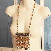 Huge antique Yemen or Moroccan Berber Ottoman silver tribal wedding dowry or prayer box necklace with large faceted carnelian gemstone beads, silver accent beads and coins.  The gemstone beads are 12 to 15 mm each and are gorgeous in color.  The necklace