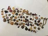 Huge lot of vintage fraternal, military, youth club, work, political, religious, souvenir and other organization pins, medals, pinbacks and other such items.  We don't know a lot about these types of items but wind up with a bunch and sell them off severa