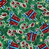 Beautiful cotton Christmas fabric "A Happy Holidays” by Brother Sister Design Studio.  The fabric has lovely wrapped Christmas presents, candy canes and stars in multiple colors.   It is soft and has a nice hand.  The photos don't d