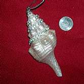 Gorgeous Victorian styled vintage jeweled conch or seashell Christmas ornament with custom color hand painted pearlized finish.  It is embellished with vintage pearls and vintage rhinestones. The color is blush pink or champagne, very pale and beautiful.