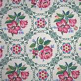 Vintage barkcloth fabric done in a wonderful rose vignette motif. The colors are bright and beautiful on this fabric.  It measures 46 inches wide by 3 yards and is being sold by the yard.
