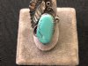 Vintage Native American Turquoise Cabchon Leaf Ring 6