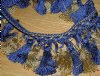 5 YDS Vintage 3"  Inch Blue & Gold Satin Braided Tassel Fringe Decorator Upholstery Sewing Gimp Trim