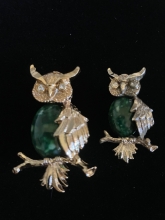 Pair of owl brooches signed GERRYs. 