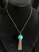 1960s Dangling turquoise sphere w/chain fringe