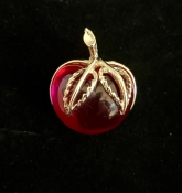 1970's red jelly belly apple brooch