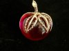 Goldtone/red apple brooch