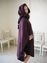 Made in France purple cape with capelet/scarf that can be worn down or up as a hood.