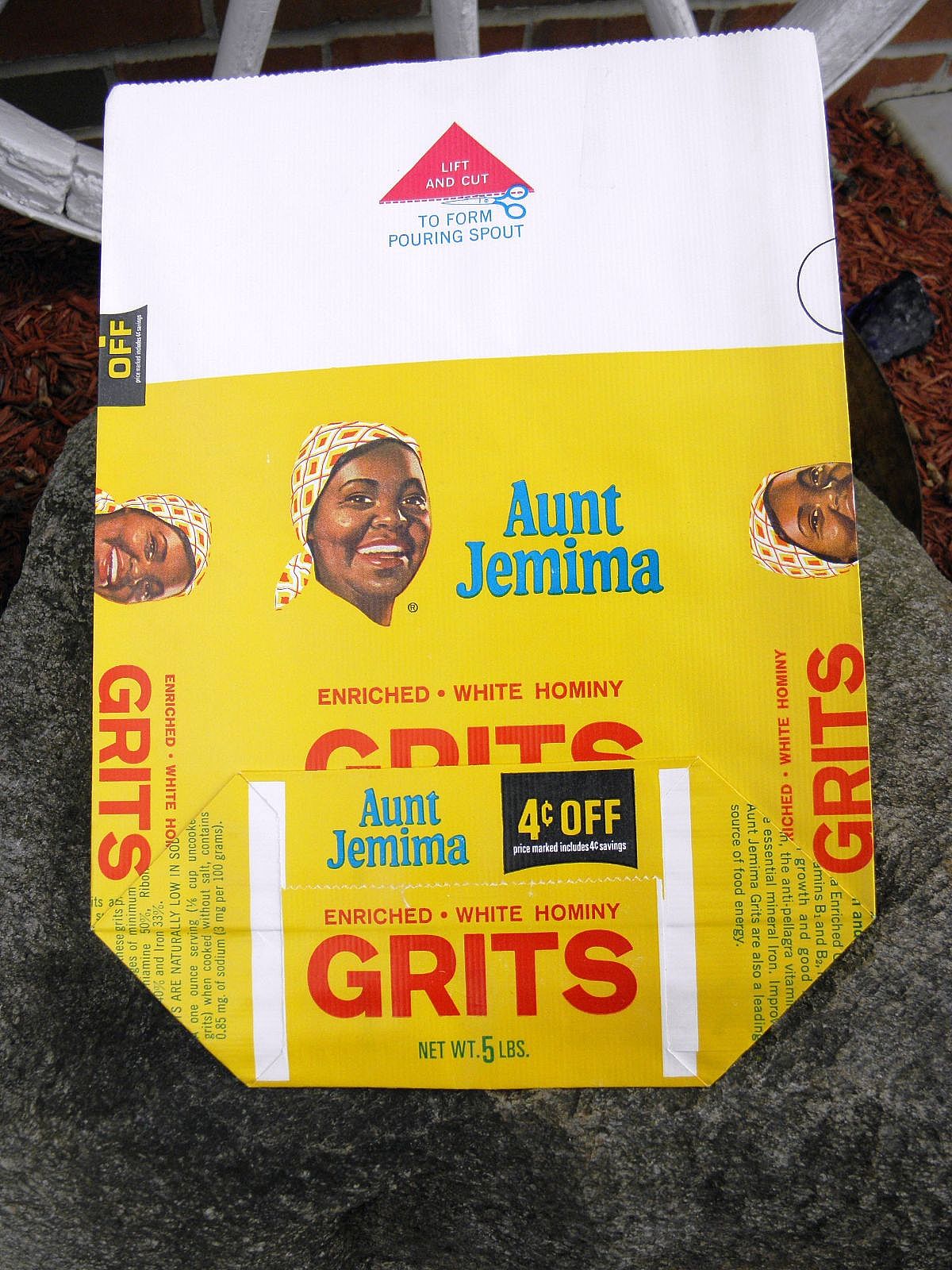 unused bag for Aunt Jemima grits - black americana